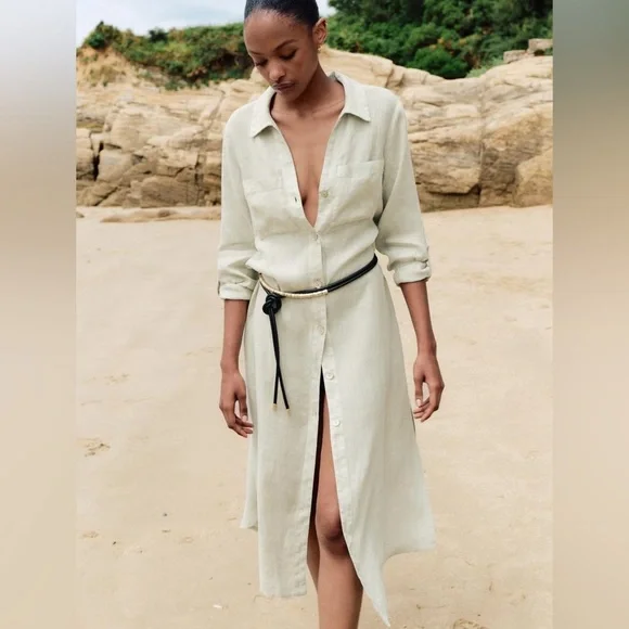 NWOT ZARA TUNIC LINEN DRESS SIZE S OVERSIZED - Picture 4 of 17